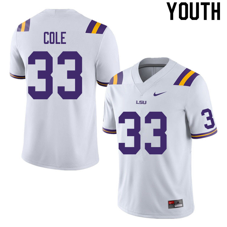 Youth #33 Lloyd Cole LSU Tigers College Football Jerseys Sale-White